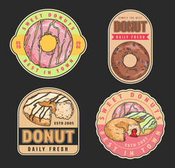 Sweet donuts set colorful stickers