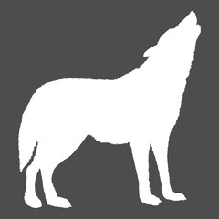 Wolf Howling Vector White Silhouette Illustration