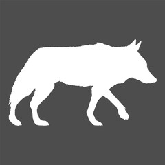 Wolf Walking Side View Vector White Silhouette Illustration
