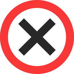 Cross sign icon, Traffic sign vector illustration