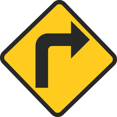 Turn right sign icon, Traffic sign vector illustration