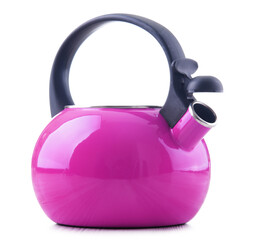 Traditional stainless steel stovetop kettle with whistle