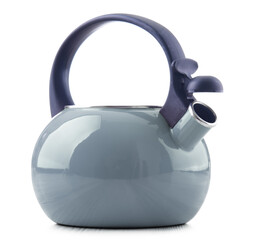 Traditional stainless steel stovetop kettle with whistle