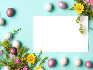 Easter delight in bloom: a vibrant arrangement of spring flowers and vibrant eggs. 