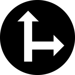 Go straight or right sign icon, Traffic sign vector illustration