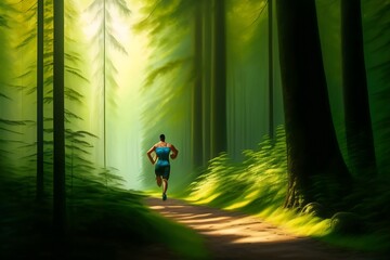 Graphic representation of "The Forest Runner". Generative AI. 