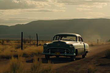 Obraz na płótnie Canvas car in the desert