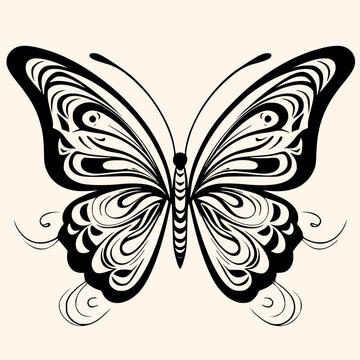 Butterfly vector for logo or icon,clip art, drawing Elegant minimalist style,abstract style Illustration