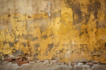 A wall with a yellow and white paint Generative AI