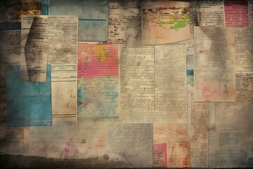 A wall covered in newspaper Generative AI