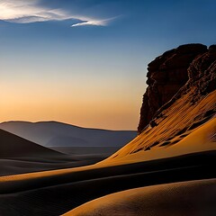 Sunrise in the desert. Generative AI 