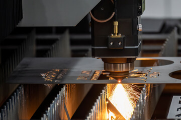 The hi-technology sheet metal manufacturing process by laser cutting machine.