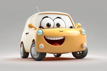 Rolgordijnen Happy smiling little car isolated. cartoon characters. generated ai © Lubov