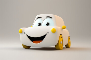 Happy smiling little car isolated. cartoon characters. generated ai