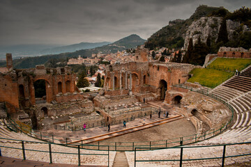 Spring landscape photography of Taormina, Italy. Beauty in nature