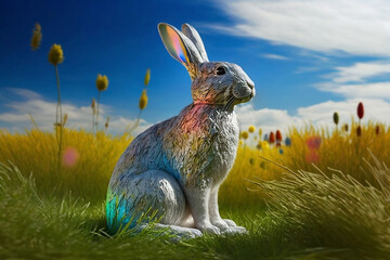easter bunny in the meadow