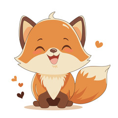 Kawaii happy baby fox smiling