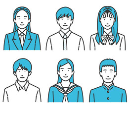 中高生の制服男女アイコン