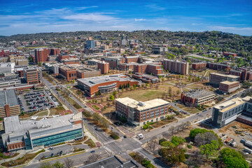 Aerial View of a large public University in Birmingham, Alabama