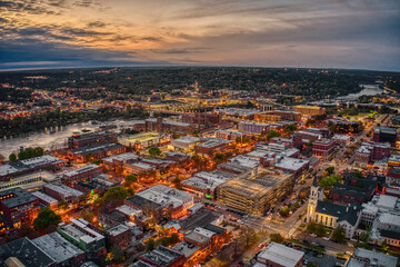 Obraz premium Aerial View of Columbus, Georgia at Dusk