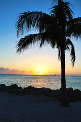 Fototapeta na wymiar Sailing at sunset #2 on Fort Zachary Beach, Key West