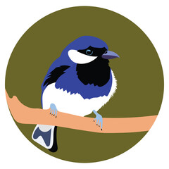 Fototapeta premium The-bird-is-sitting-on-a-tree-branch-vector-artwork