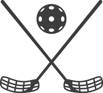 Floorball icon in simple isolated vector. Floorball stick and ball.