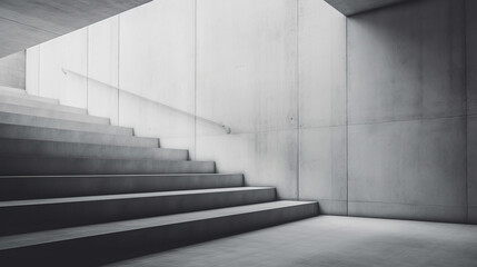Obraz premium Abstract Modern Concrete Exterior Room, Large Staircase, Minimalist Architecture Style - Generative AI