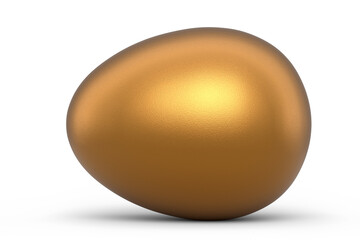 Farm organic gold egg on white background