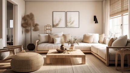 Cozy Scandinavian-Inspired Living Room Inviting Warm Interior Design Generative AI	