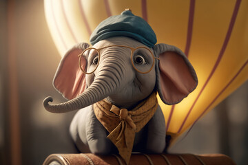 Up, Up and Away: A Funny Elephant in a Hot Air Balloon Adventure