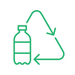Recycle plastic logo icon, Arrows pet bottle shape recycling sign, Reusable ecological preservation concept, Isolated on white background, Vector illustration