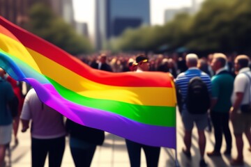 Lgbt happy gay meeting people group and sky illustration, generative AI