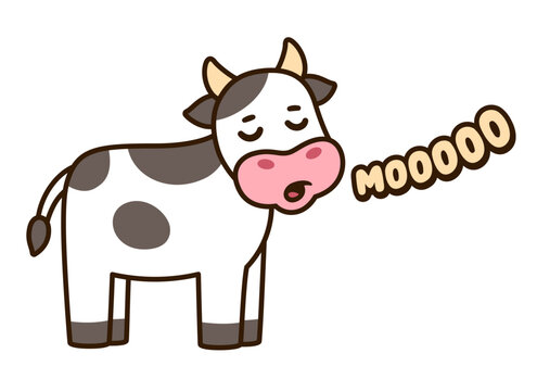 Cute Cartoon Cow Saying Moo