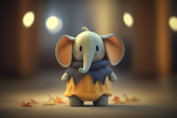 Adorable little elephant in a spooky Halloween costume