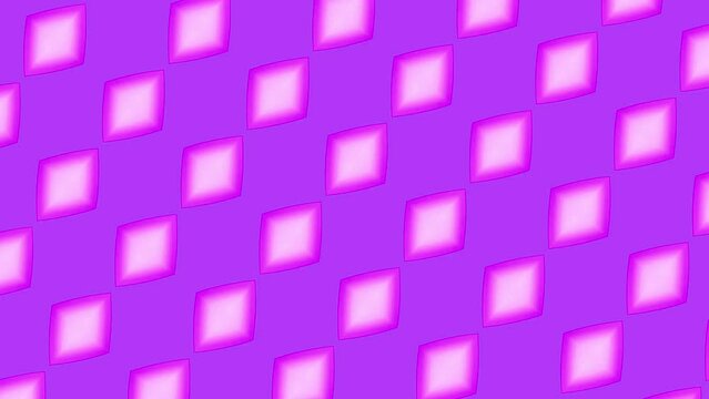 Rhombus shapes pattern background. Color changes from fluorescent blue to purple. Loop geometric animation. Groovy template. Bright joyful wallpaper. Seamless expanding motion. Holiday birthday banner