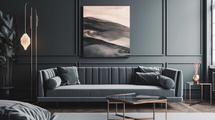 Interior Design, Modern Luxury Aesthetics Living Room, Elegant Home, Stylish Furniture, Comfort Generative AI