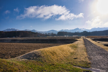 八ヶ岳,山, 風景, 空, 自然, 山, 雪, 雲, 景色, 冬, 全景, 日の出, 太陽, ヒル, 頂点, 低地, モーニング, かすみ, 旅行, 寒い, 青, 光景