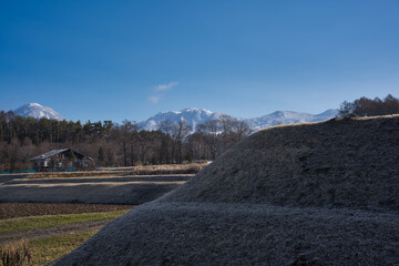 八ヶ岳,山, 風景, 空, 自然, 山, 雪, 雲, 景色, 冬, 全景, 日の出, 太陽, ヒル, 頂点, 低地, モーニング, かすみ, 旅行, 寒い, 青, 光景