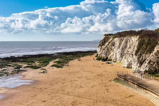 Dumpton Bay  beach between Broadstairs and Ramsgate in Kent, England on a lovely spring sunny day