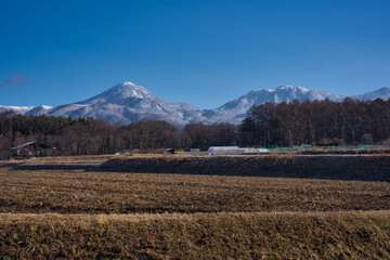 八ヶ岳,山, 風景, 空, 自然, 山, 雪, 雲, 景色, 冬, 全景, 日の出, 太陽, ヒル, 頂点, 低地, モーニング, かすみ, 旅行, 寒い, 青, 光景