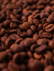 Detailed coffee beans. Close up macro coffee beans.