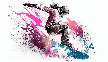 illustration of snowboarding background wallpaper. AI generated 
