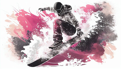 illustration of snowboarding background wallpaper. AI generated 