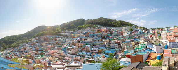 Panoramic view of Gamcheon Culture Village in Busan, Korea