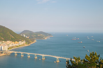 Namhang Bridge and ocean view in Busan, Korea