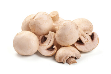 Champignons, close-up, isolated on white background.