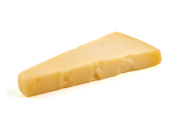 Parmesan cheese, italian hard cheese, isolated on white background.