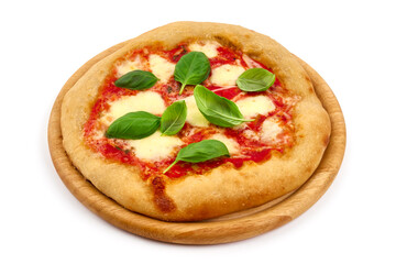 Pizza napoletana, italian traditional cuisine, isolated on white background.