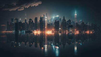 Skyline of New York at Night 